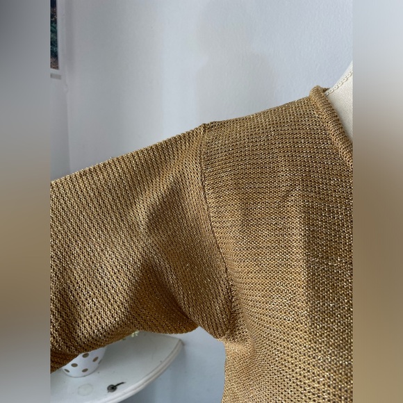 BRETT HARRISON Tan knit short Sleeves, Top, with SHINE SIZE M - Picture 7 of 15